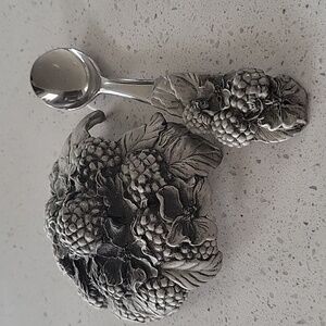 Pewter Jam Lid & Spoon Vintage Canada 1991 Seagull